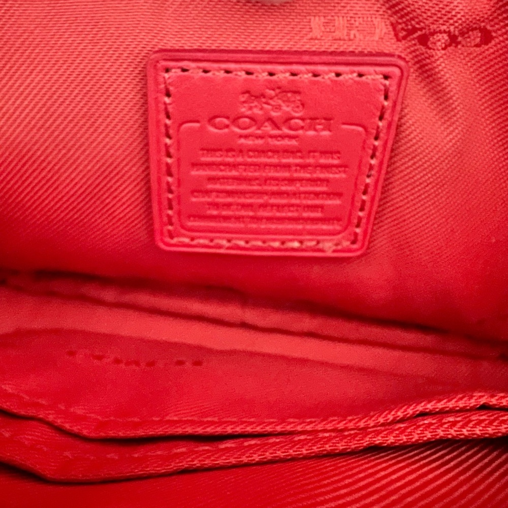 Coach Coral Red Pebbled Leather Crossbody Camera Bag - Picture 9 of 9